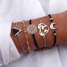 Load image into Gallery viewer, IPARAM 5pcs/set Bohemian Shell Bracelet Earth Love Leaf Tassel Charm Bracelets Set Women Multilayer Chain Rope Bracelet Jewelry