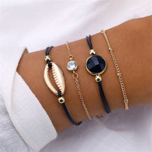 Load image into Gallery viewer, IPARAM 5pcs/set Bohemian Shell Bracelet Earth Love Leaf Tassel Charm Bracelets Set Women Multilayer Chain Rope Bracelet Jewelry