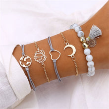 Load image into Gallery viewer, IPARAM 5pcs/set Bohemian Shell Bracelet Earth Love Leaf Tassel Charm Bracelets Set Women Multilayer Chain Rope Bracelet Jewelry