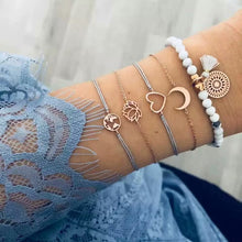 Load image into Gallery viewer, Boho Rose Map Bracelets &amp; Bangles for Women Bohemian Round Beaded Charm Bracelet Set Fashion Multilayer Accessories 2019 Bijoux